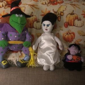 Halloween Plush Lot Witch, Universal Studios Bride of Frankenstein and Vampire